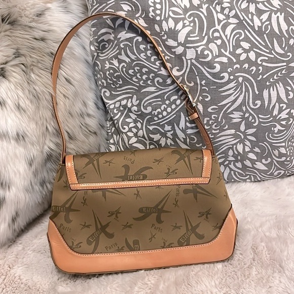 La Tour Eiffel Paris Two Tone Leather Shoulder Bag Purse - Picture 4 of 11